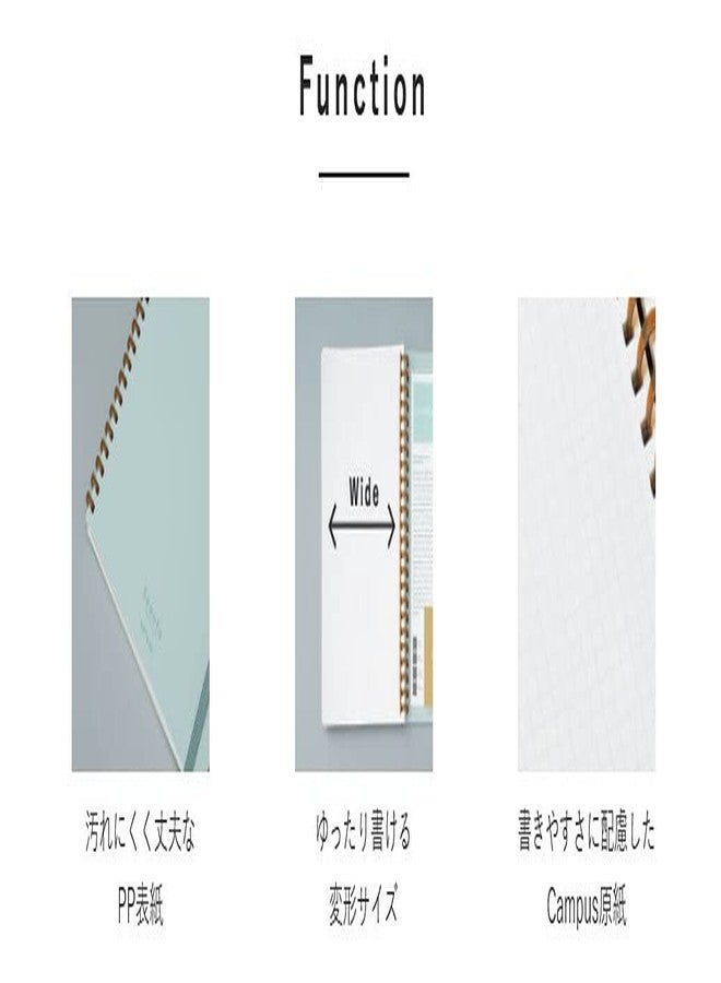 KOKUYO Graph Journal Notebook, Sooofa 7.2'' x 5.5'' Soft Ring Notebook for Women 4mm Grid Ruled, 80 Perforated Sheets, Green, B6 Notebook for Work Journals for Writing. Japan Import (SU-SV748S4-G) - Image 2